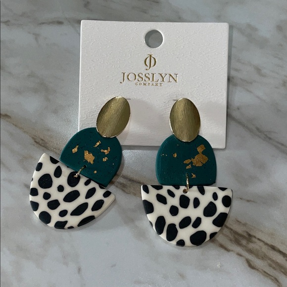 Josslyn Company Jewelry - Gold and Green Statement Earrings